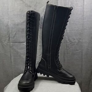 Circus by Sam Edelman Womens Ina Faux Leather Lug Sole Combat & Lace-up Boots 9